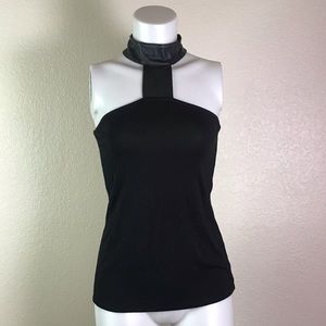 ASTARS‎ BLACK LEATHERETTE HALTER TOP